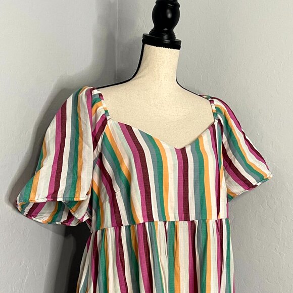 Ava & Viv Multicolor Flutter Sleeve Tiered Knee Length Dress Size X 14 - Picture 7 of 10